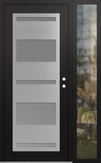 Diamond C10 48" x 80" black/white frosted Glass Panel stainless steel LHI with Sidelite clear Glass