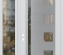 Modern Steel Front Door Diamond C3 52" x 96" white/white clear Glass Panel stainless steel RHI with Sidelite and Transom clear Glass