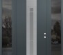 Modern Steel Front Door DIAMOND A3 60" X 96" ANTHRACITE/ANTHRACITE FROSTED GLASS PANEL STAINLESS STEEL LHI WITH 2 SIDELITES AND TRANSOM MIRRORED GLASS