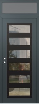 Diamond C9 36" x 96" anthracite/anthracite clear Glass Panel black RHI with Transom frosted Glass
