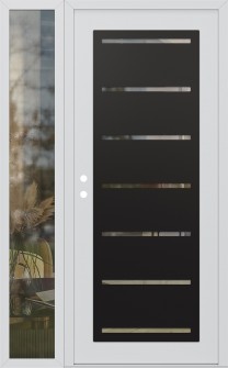 Diamond C11 50" x 80" white/white clear Glass Panel black RHI with Sidelite clear Glass