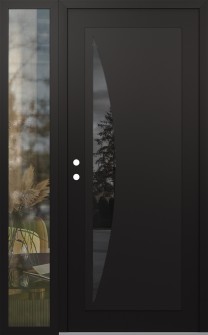 Diamond C13 52" x 80" black/black mirrored Glass Panel black RHI with Sidelite clear Glass