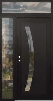 Diamond C4 50" x 96" black/black clear Glass Panel black RHI with Sidelite and Transom clear Glass