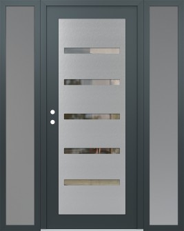 Diamond C7 60" x 80" anthracite/anthracite clear Glass Panel stainless steel RHI with 2 Sidelites frosted Glass