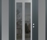 Modern Steel Front Door Diamond C14 68" x 96" anthracite/anthracite mirrored Glass Panel stainless steel LHI with 2 Sidelites and Transom frosted Glass