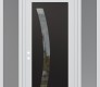 Modern Steel Front Door Diamond C4 68" x 96" white/white clear Glass Panel black RHI with 2 Sidelites and Transom frosted Glass