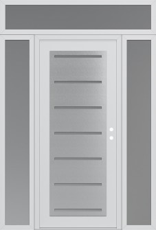 Diamond C11 64" x 96" white/white frosted Glass Panel stainless steel LHI with 2 Sidelites and Transom frosted Glass