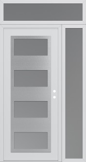 Diamond C2 50" x 96" white/white frosted Glass Panel stainless steel LHI with Sidelite and Transom frosted Glass