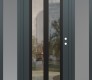 Modern Steel Front Door Diamond C14 68" x 80" anthracite/anthracite clear Glass Panel black LHI with 2 Sidelites frosted Glass