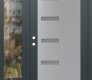 Modern Steel Front Door Diamond C8 52" x 80" anthracite/anthracite frosted Glass Panel stainless steel RHI with Sidelite clear Glass