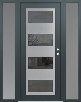 Diamond C2 64" x 80" anthracite/anthracite mirrored Glass Panel stainless steel LHI with 2 Sidelites frosted Glass