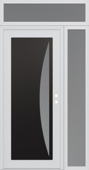 Diamond C13 50" x 96" white/white frosted Glass Panel black LHI with Sidelite and Transom frosted Glass