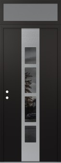 DIAMOND A10 36" X 96" BLACK/BLACK MIRRORED GLASS PANEL STAINLESS STEEL RHI WITH TRANSOM FROSTED GLASS