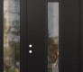 Modern Steel Front Door DIAMOND A11 48" X 96" BLACK/BLACK CLEAR GLASS PANEL BLACK RHI WITH SIDELITE AND TRANSOM CLEAR GLASS