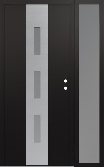 DIAMOND A7 50" X 80" BLACK/WHITE FROSTED GLASS PANEL STAINLESS STEEL LHI WITH SIDELITE FROSTED GLASS