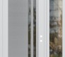 Modern Steel Front Door Diamond C6 48" x 96" white/white clear Glass Panel stainless steel LHI with Sidelite and Transom clear Glass