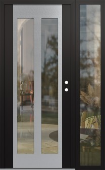 Diamond C14 50" x 80" black/black clear Glass Panel stainless steel LHI with Sidelite clear Glass