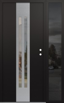 DIAMOND A8 48" X 80" BLACK/BLACK CLEAR GLASS PANEL STAINLESS STEEL LHI WITH SIDELITE MIRRORED GLASS