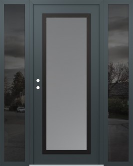 Diamond C1 64" x 80" anthracite/anthracite frosted Glass Panel black RHI with 2 Sidelites mirrored Glass