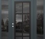 Modern Steel Front Door Diamond C16 60" x 96" anthracite/anthracite mirrored Glass Panel black RHI with 2 Sidelites and Transom mirrored Glass