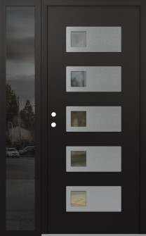 Diamond D2 48" x 80" black/black clear Glass Panel stainless steel RHI with Sidelite mirrored Glass