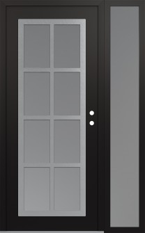 Diamond C16 48" x 80" black/white frosted Glass Panel stainless steel LHI with Sidelite frosted Glass