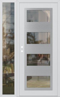 Diamond C2 48" x 80" white/white clear Glass Panel stainless steel RHI with Sidelite clear Glass