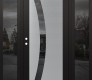 Modern Steel Front Door Diamond C4 60" x 80" black/black mirrored Glass Panel stainless steel RHI with 2 Sidelites mirrored Glass