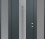 Modern Steel Front Door DIAMOND A3 64" X 96" ANTHRACITE/ANTHRACITE FROSTED GLASS PANEL STAINLESS STEEL LHI WITH 2 SIDELITES AND TRANSOM FROSTED GLASS
