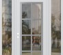 Modern Steel Front Door Diamond C16 60" x 96" white/white clear Glass Panel stainless steel RHI with 2 Sidelites and Transom clear Glass