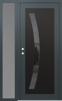 Diamond C4 50" x 80" anthracite/anthracite mirrored Glass Panel black RHI with Sidelite frosted Glass