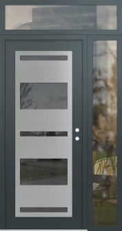 Diamond C10 52" x 96" anthracite/anthracite mirrored Glass Panel stainless steel LHI with Sidelite and Transom clear Glass