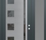Modern Steel Front Door Diamond C3 52" x 96" anthracite/anthracite mirrored Glass Panel stainless steel LHI with Sidelite and Transom frosted Glass