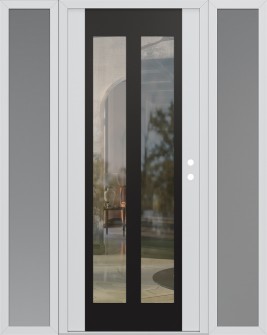 Diamond C14 64" x 80" white/white clear Glass Panel black LHI with 2 Sidelites frosted Glass