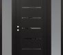 Modern Steel Front Door Diamond C11 60" x 80" black/black mirrored Glass Panel black RHI with 2 Sidelites frosted Glass