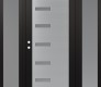 Modern Steel Front Door Diamond C8 68" x 80" black/white frosted Glass Panel stainless steel RHI with 2 Sidelites frosted Glass