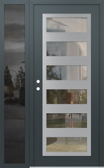 Diamond C9 52" x 80" anthracite/anthracite clear Glass Panel stainless steel RHI with Sidelite mirrored Glass