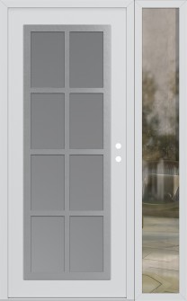 Diamond C16 50" x 80" white/white frosted Glass Panel stainless steel LHI with Sidelite clear Glass