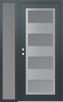 Diamond C2 50" x 80" anthracite/anthracite frosted Glass Panel stainless steel RHI with Sidelite frosted Glass