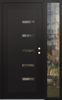 Diamond C8 48" x 80" black/black clear Glass Panel black LHI with Sidelite clear Glass