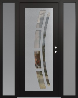Diamond C12 60" x 80" black/black clear Glass Panel stainless steel LHI with 2 Sidelites frosted Glass