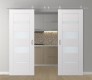 DOUBLE BARN DOOR AVON 07-01 VETRO SNOW WHITE 64" X 96" X 1 3/4" STAINLESS STEEL HARDWARE
