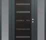 Modern Steel Front Door Diamond C7 60" x 80" anthracite/anthracite mirrored Glass Panel black LHI with 2 Sidelites frosted Glass