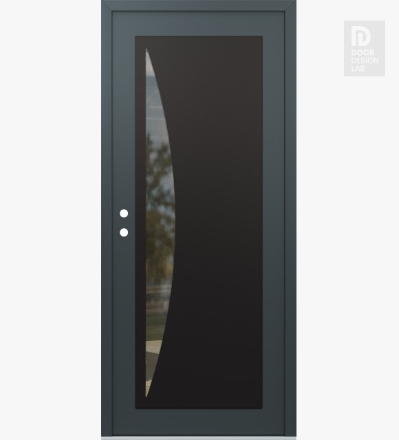 Modern Steel Front Door Diamond C13 36" x 80" anthracite/anthracite clear Glass Panel black RHI