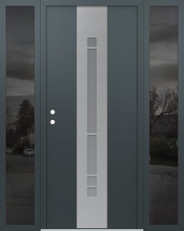 DIAMOND A3 60" X 80" ANTHRACITE/ANTHRACITE FROSTED GLASS PANEL STAINLESS STEEL RHI WITH 2 SIDELITES MIRRORED GLASS