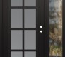 Modern Steel Front Door Diamond C16 50" x 80" black/white frosted Glass Panel black LHI with Sidelite clear Glass