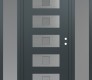 Modern Steel Front Door Diamond D8 64" x 80" anthracite/anthracite frosted Glass Panel stainless steel LHI with 2 Sidelites frosted Glass