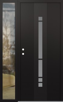 DIAMOND A3 52" X 80" BLACK/WHITE FROSTED GLASS PANEL BLACK RHI WITH SIDELITE CLEAR GLASS