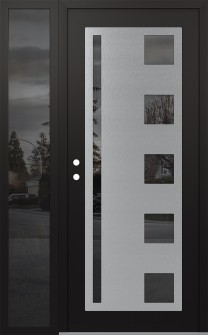 Diamond C3 50" x 80" black/black mirrored Glass Panel stainless steel RHI with Sidelite mirrored Glass