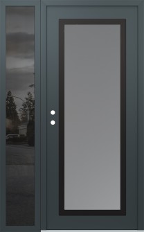 Diamond C1 50" x 80" anthracite/anthracite frosted Glass Panel black RHI with Sidelite mirrored Glass